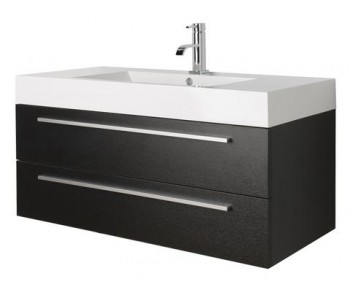  Premier Relax Black Wood 1000mm Wall Mounted Basin and Cabinet
